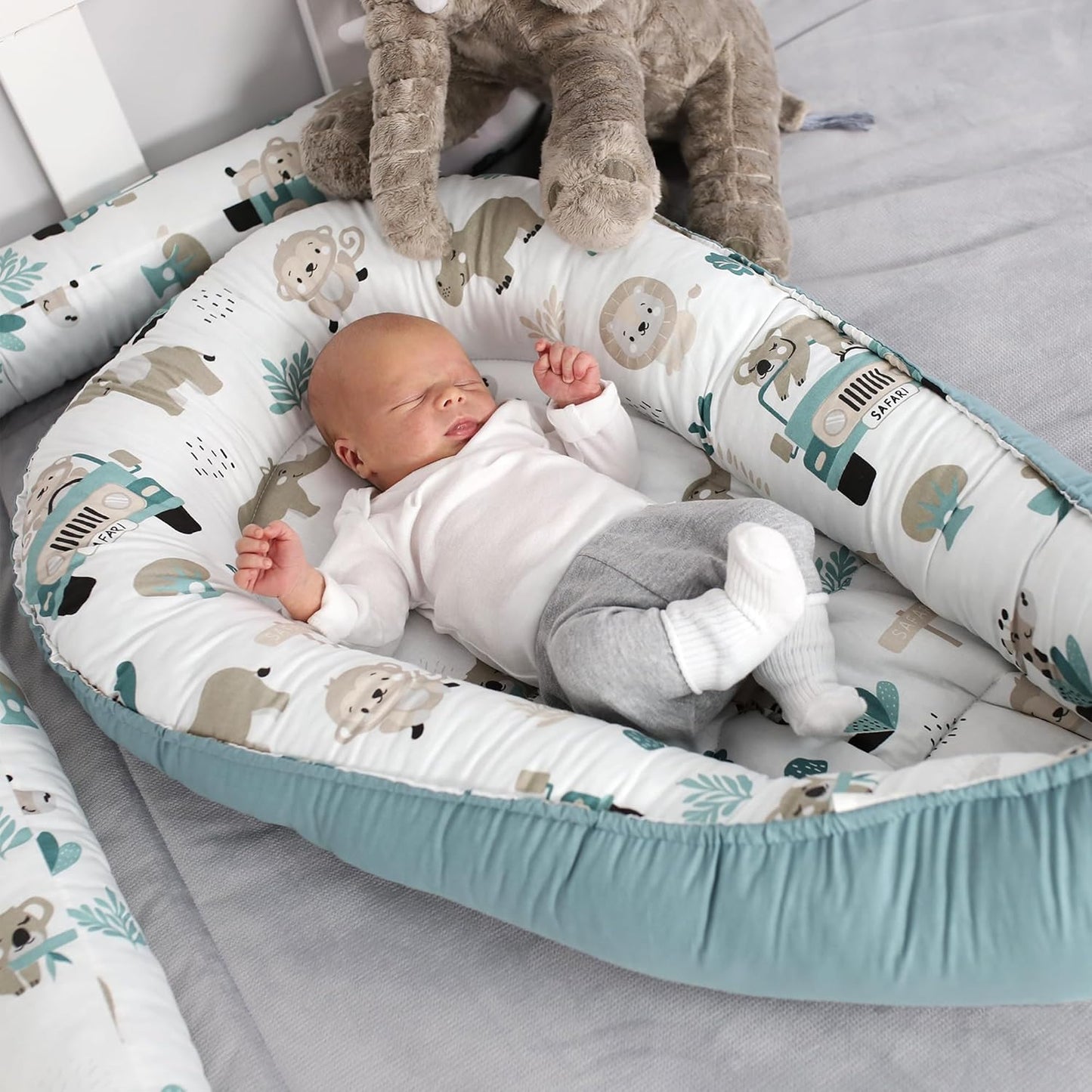 Babynest für Neugeborene mit Tragegriff, Afrika Blau 90x50cm