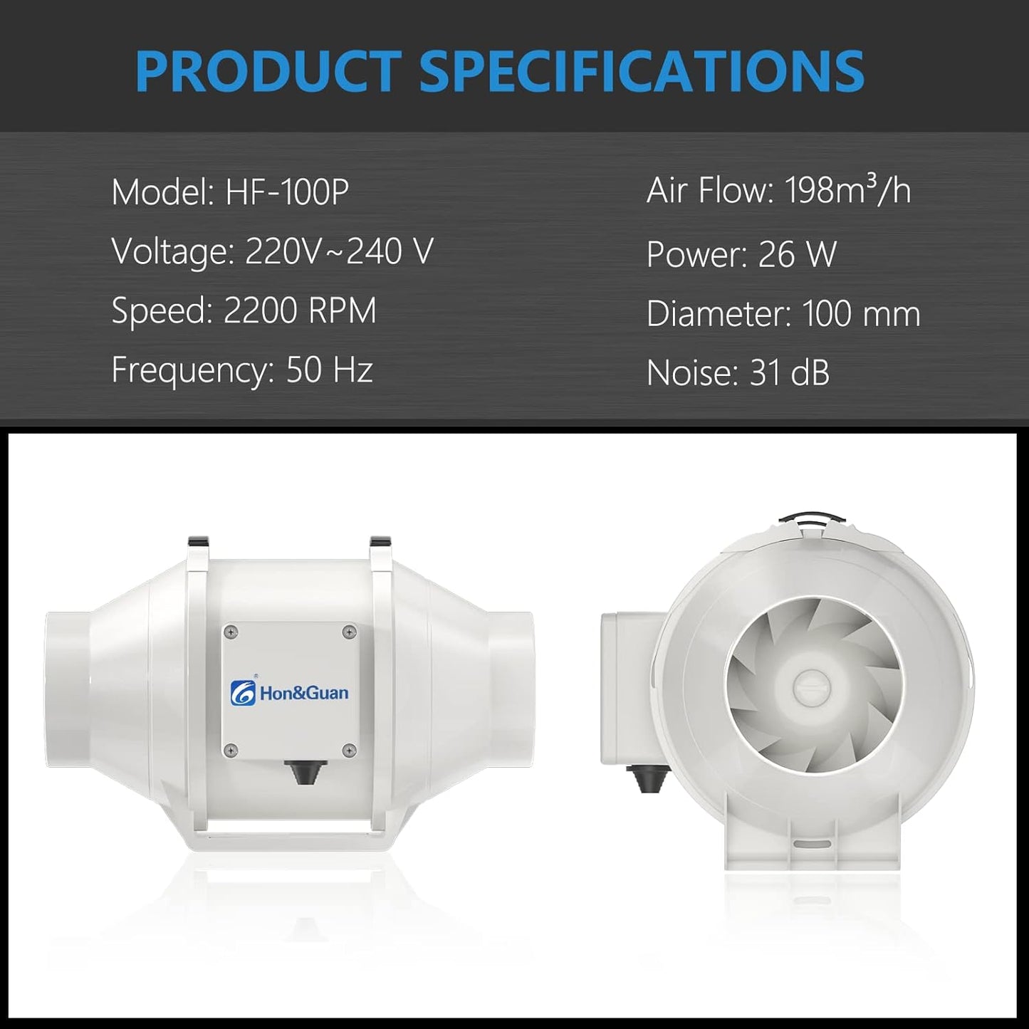 Rohrventilator 100mm, 100mm standard