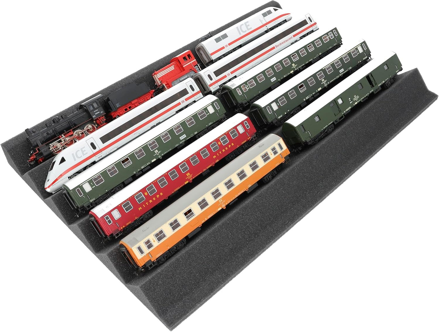 2 Stück Zugliege für Modelleisenbahn, Spur H0, 5 Fächer, 2 Stück