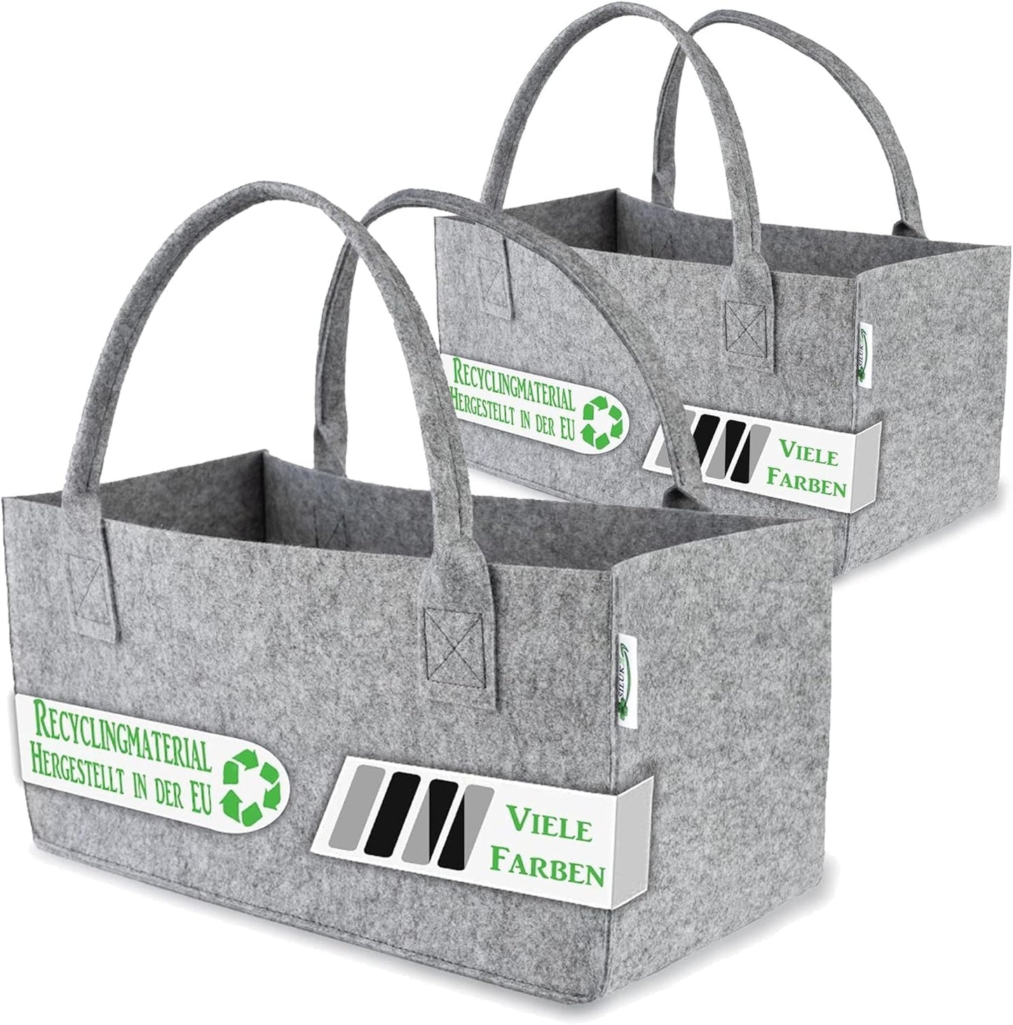 2er-Set Filztaschen für Kaminholz und Zeitungen, Hellgrau
