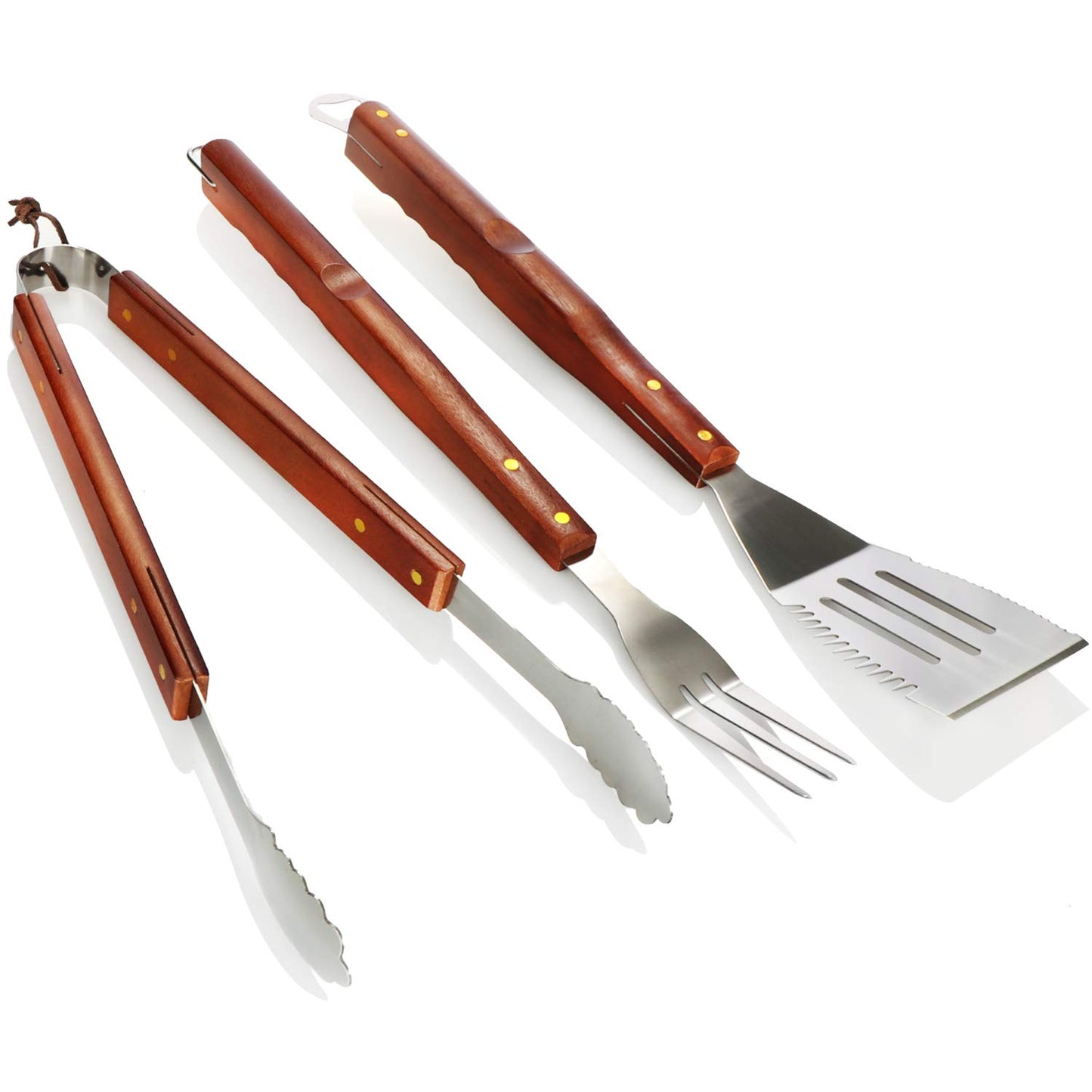 3-teiliges Grillbesteck-Set, 03-tlg. braun - Holzgriff