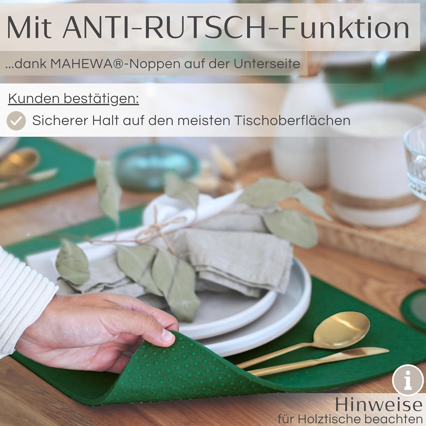 6er-Set Tischsets, Dunkelgrün 6er Set