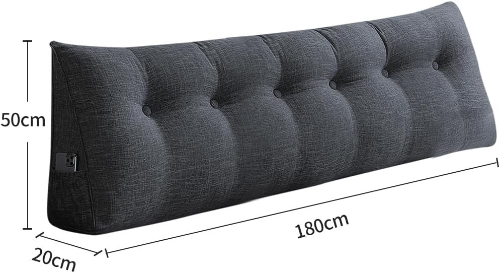 Dreieckiges Keilkissen, Dunkelgrau – Baumwolle und Leinen 180*50*20 cm