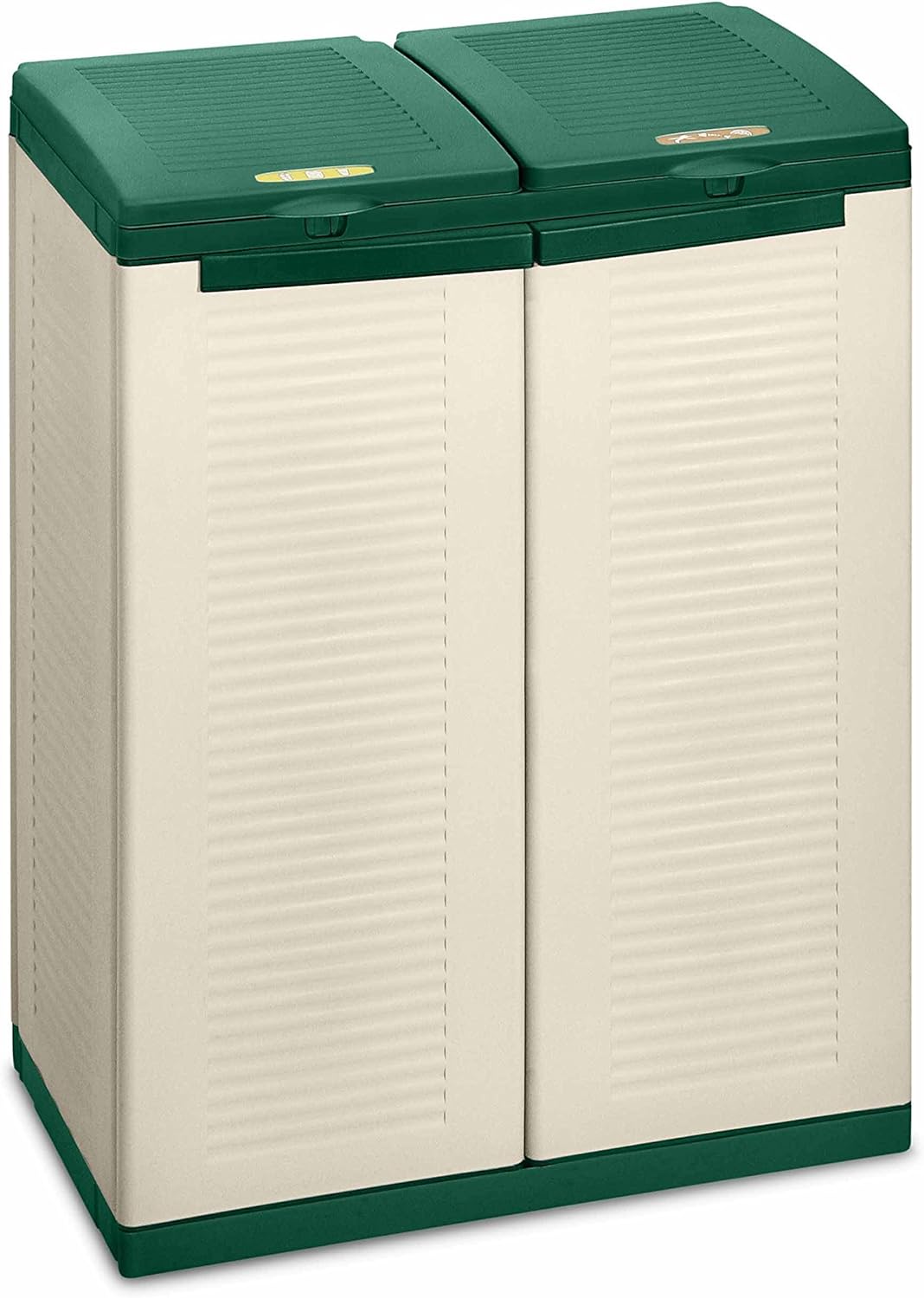 Mülltrenn-Schrank mit 2 Fächern für Innen/Aussen (Ecocab 2), Beige 2 Fächer