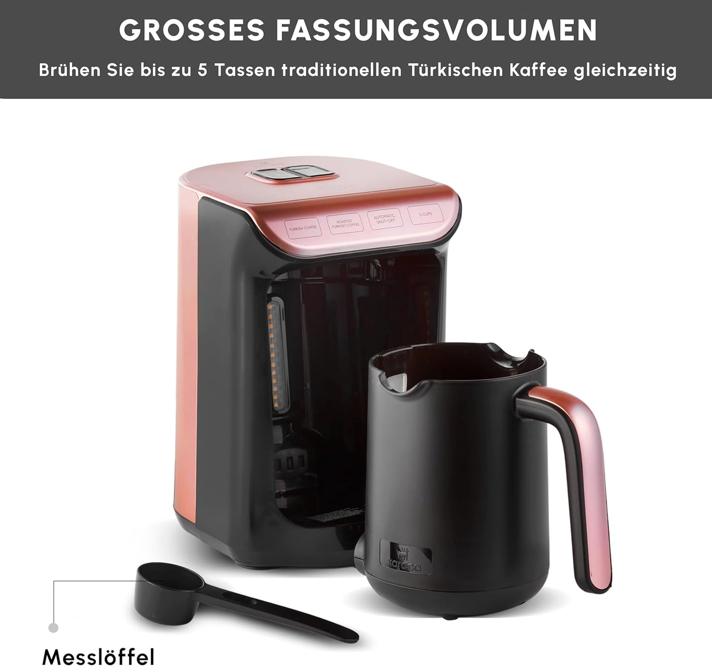 Kaffeemaschine mit Sprachwarnsystem, Roségold