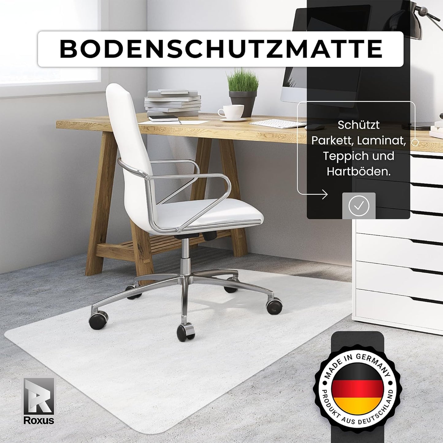 Hartboden Bodenschutzmatte für Bürostuhl, 100 x 120 cm
