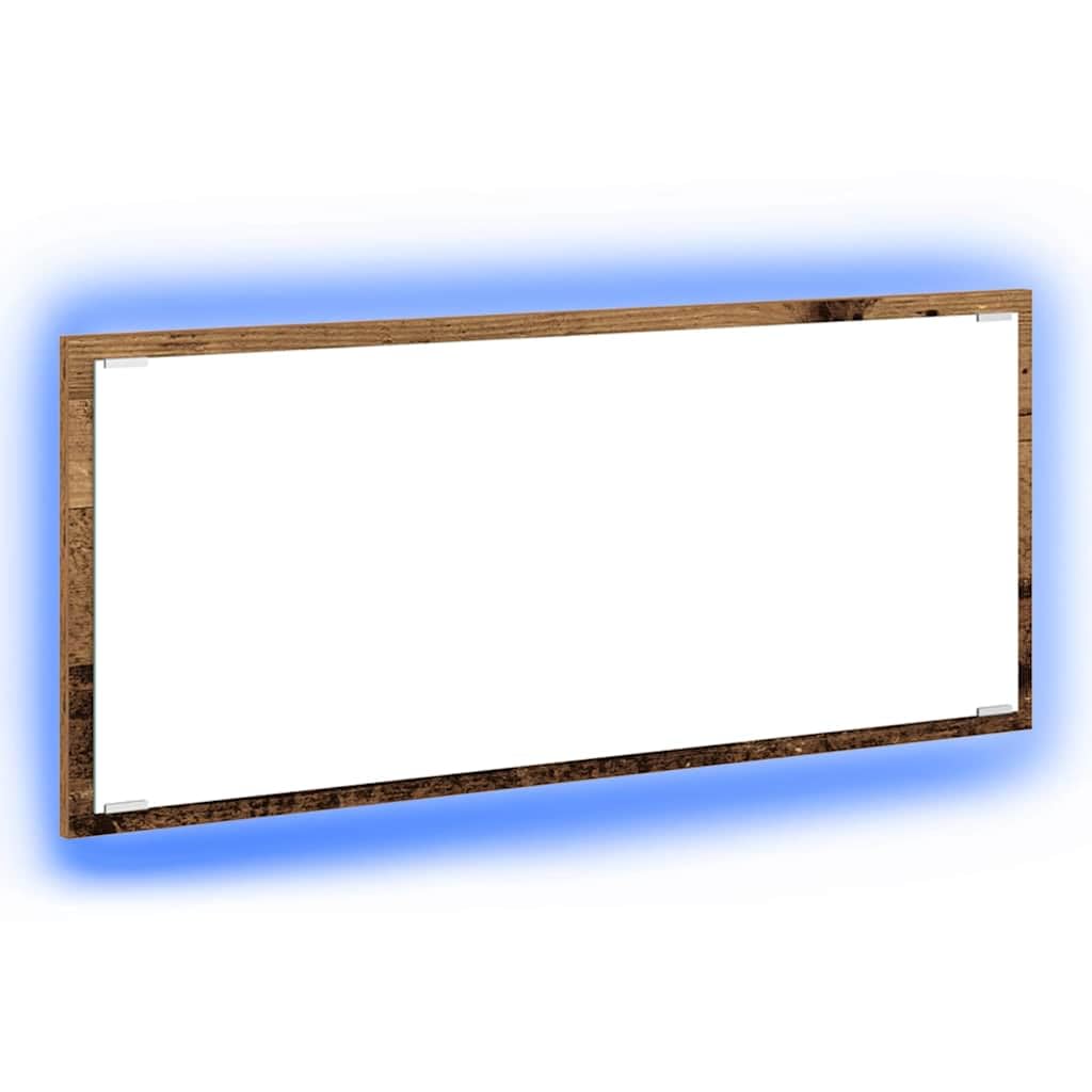 Rechteckiger LED-Wandspiegel aus Altholz, Altholz