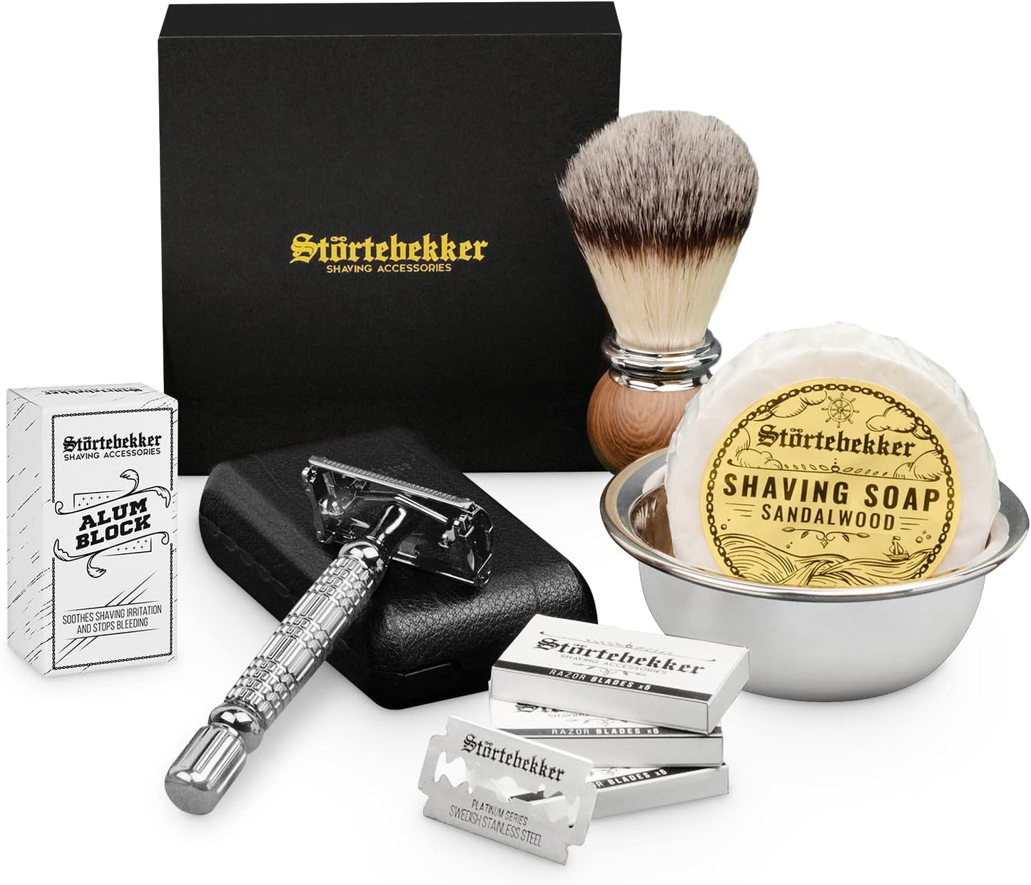 Rasierhobel-Set, Silber - Schwarz