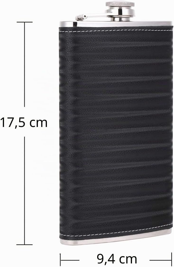 Flachmann mit Trichter, 12 oz D. Schwarz(2)