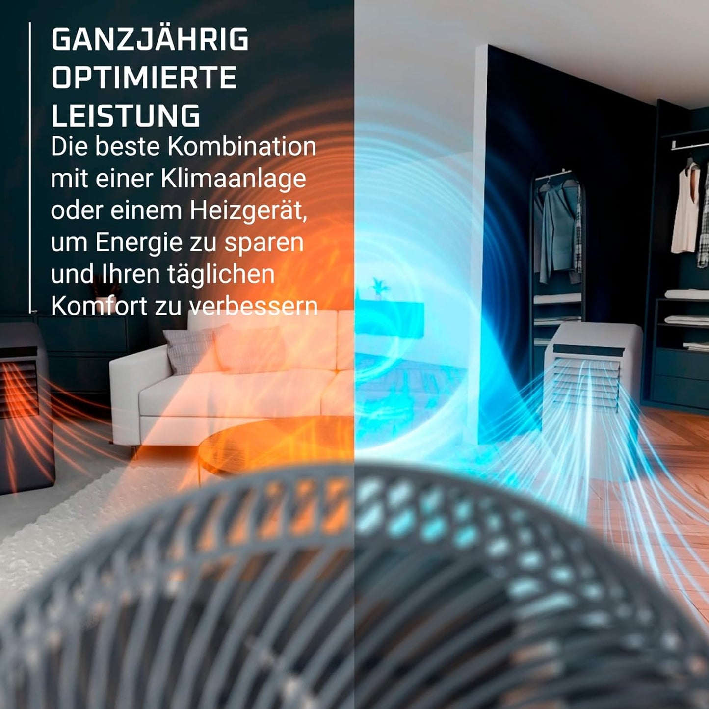 Turbo Swift Compact Tischventilator, 30 db/ 12 Geschwindigkeitsstufen Blau