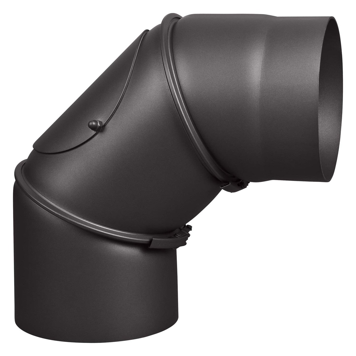 Verstellbarer Ofenrohrbogen, Bogen 0-90° mit Tür Schwarz Metallic