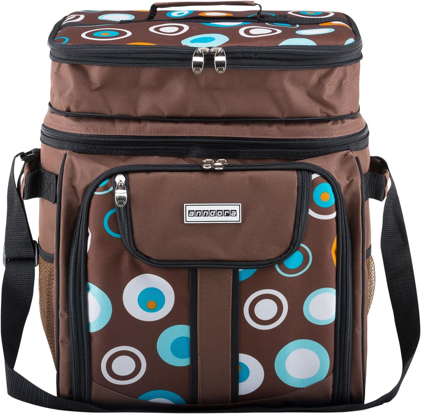 Picknicktasche mit Kühltasche und Zubehör, Braun