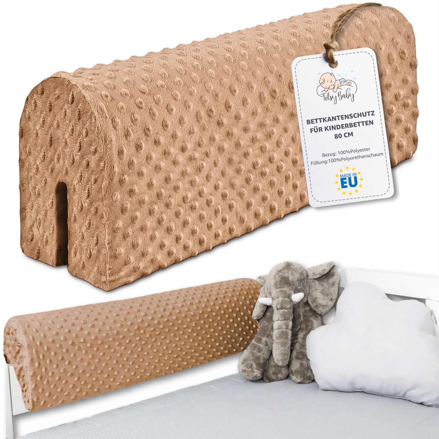 Bettkantenschutz für Kinderbetten 80 cm, Beige 80 cm