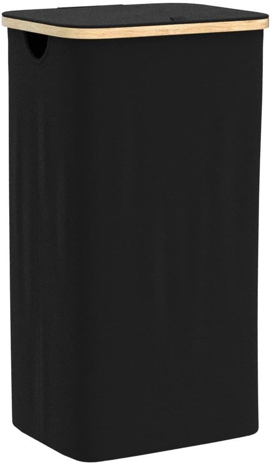 Wäschekorb mit Deckel, 100L 100l Schwarz