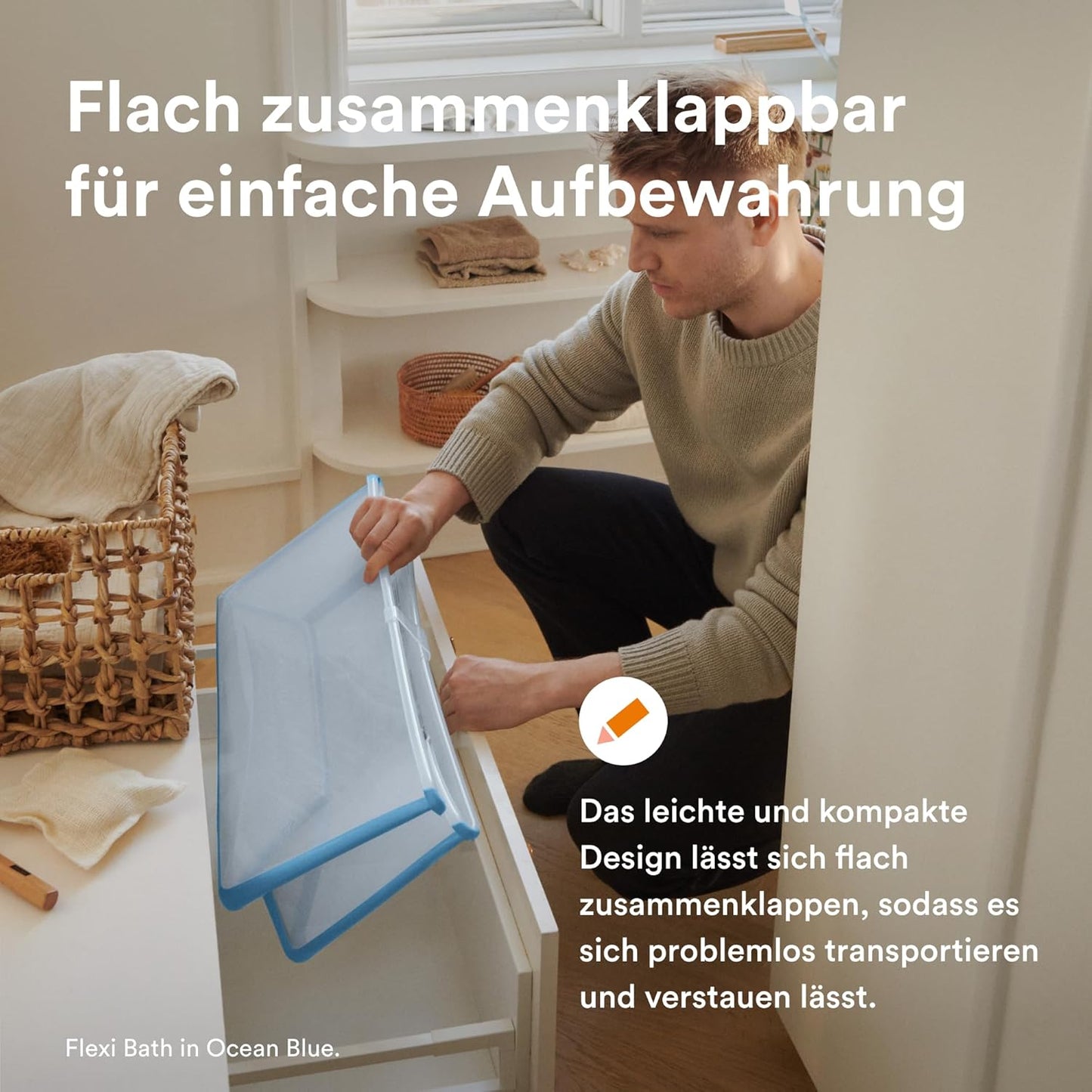 Faltbare Babybadewanne Flexi Bath, Regular - 64 x 24 x 34 (cm) Gelb