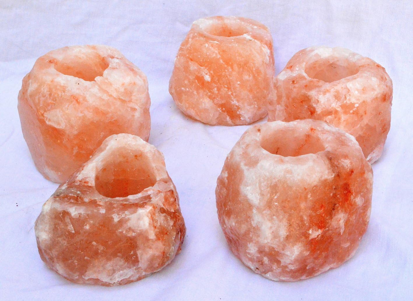 5er Set Himalaya-Salz Kerzenhalter