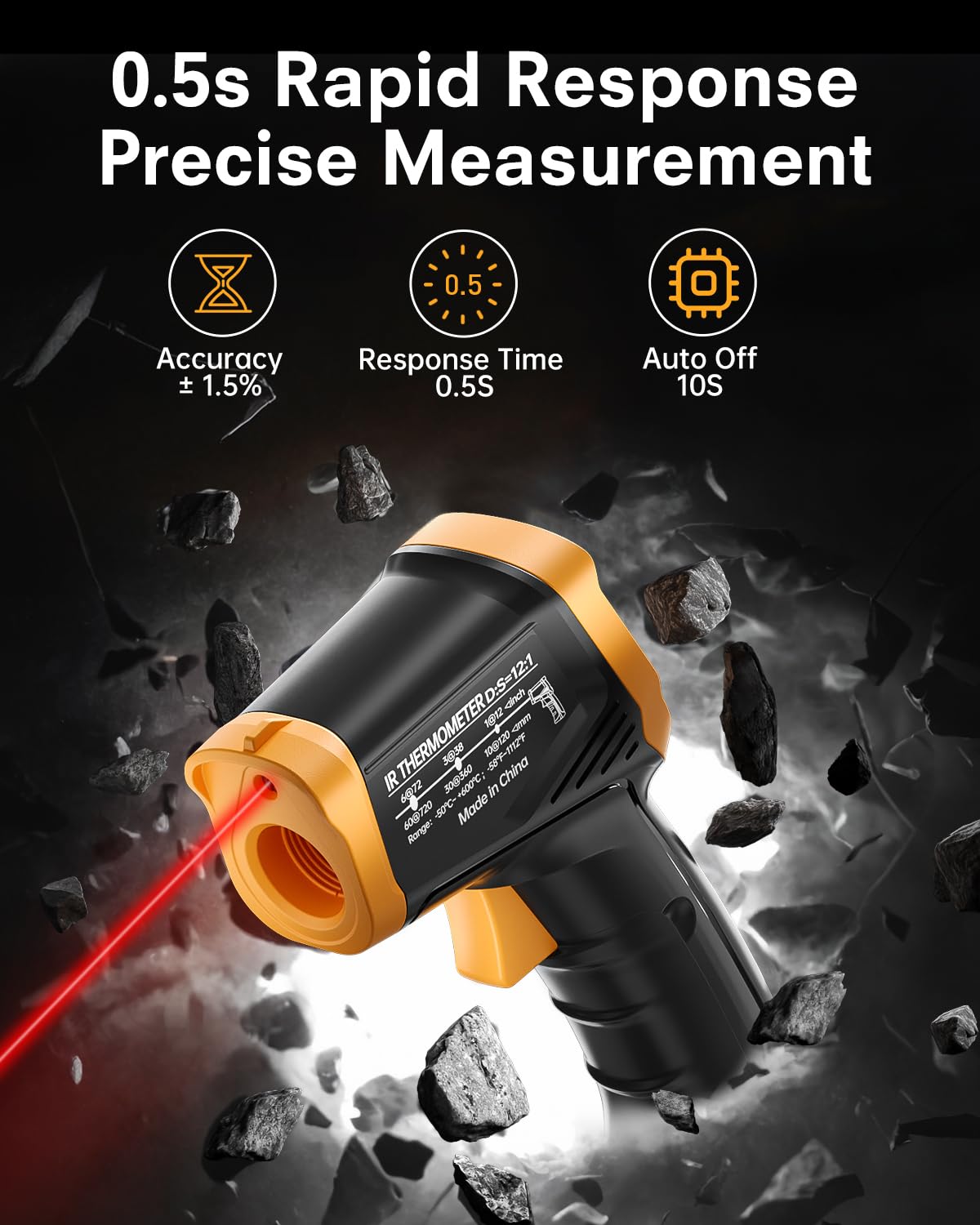 Digitales Infrarotthermometer mit Laser, 600°C Grundausführung
