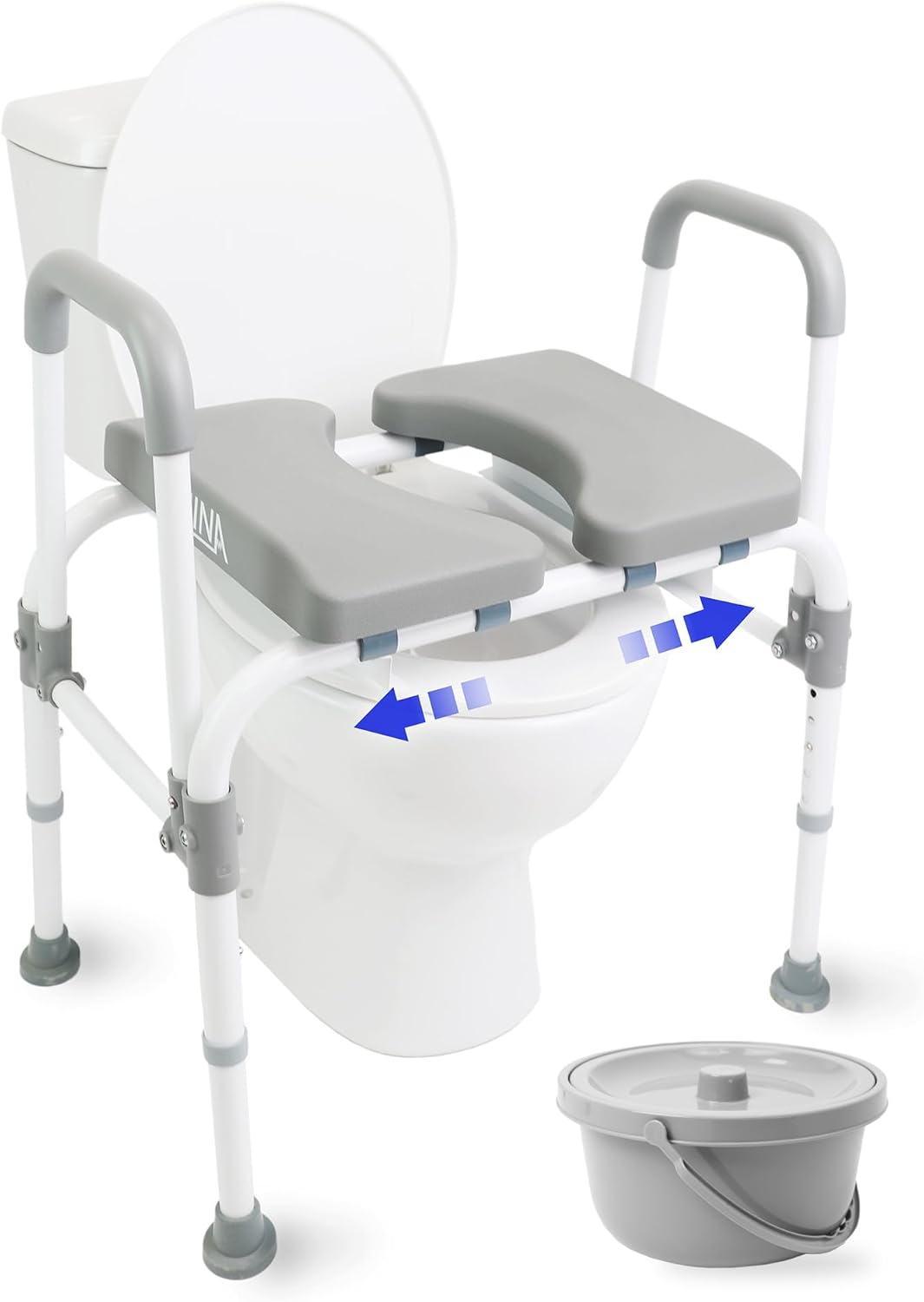 Verstellbare Toilettensitzerhöhung mit Armlehnen, Weiss