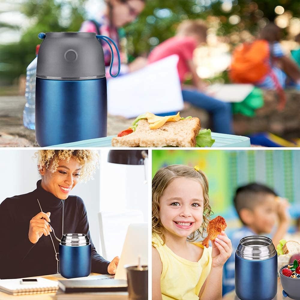 Thermobehälter mit Besteck, Blau 500 ml