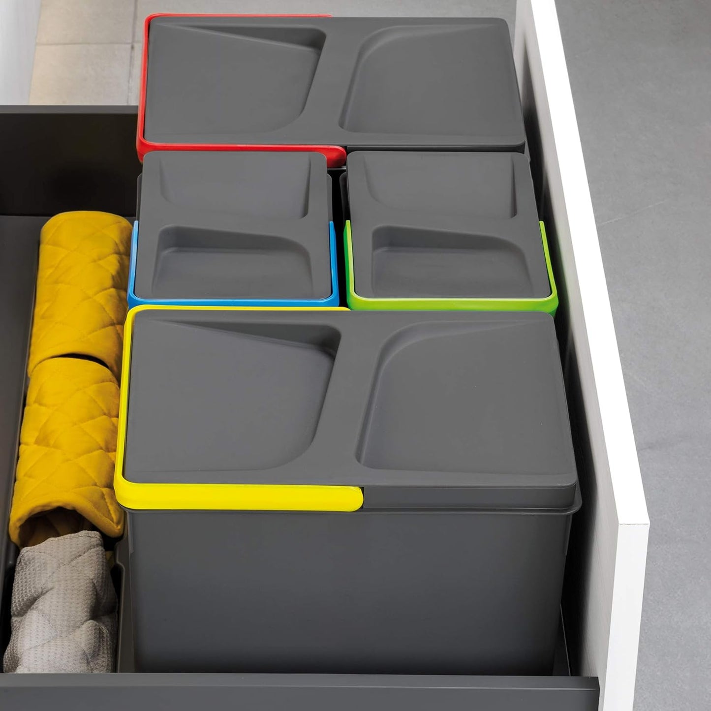 Recycle-Behälter für Küchenschublade, H 266 mm (1x15 L + 2x7 L) Container