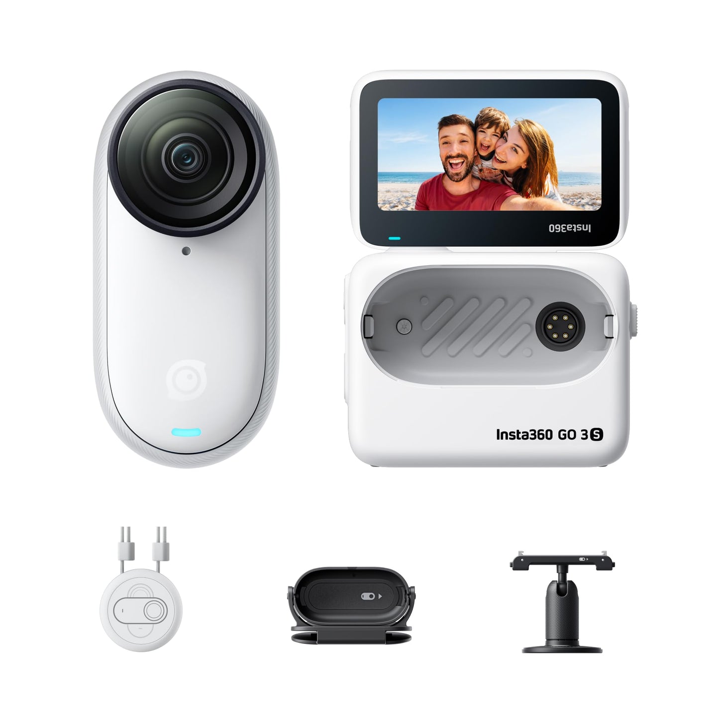 Tragbare 4K Mini-Kamera mit Freihand-POV, Weiss Standard-Bundle