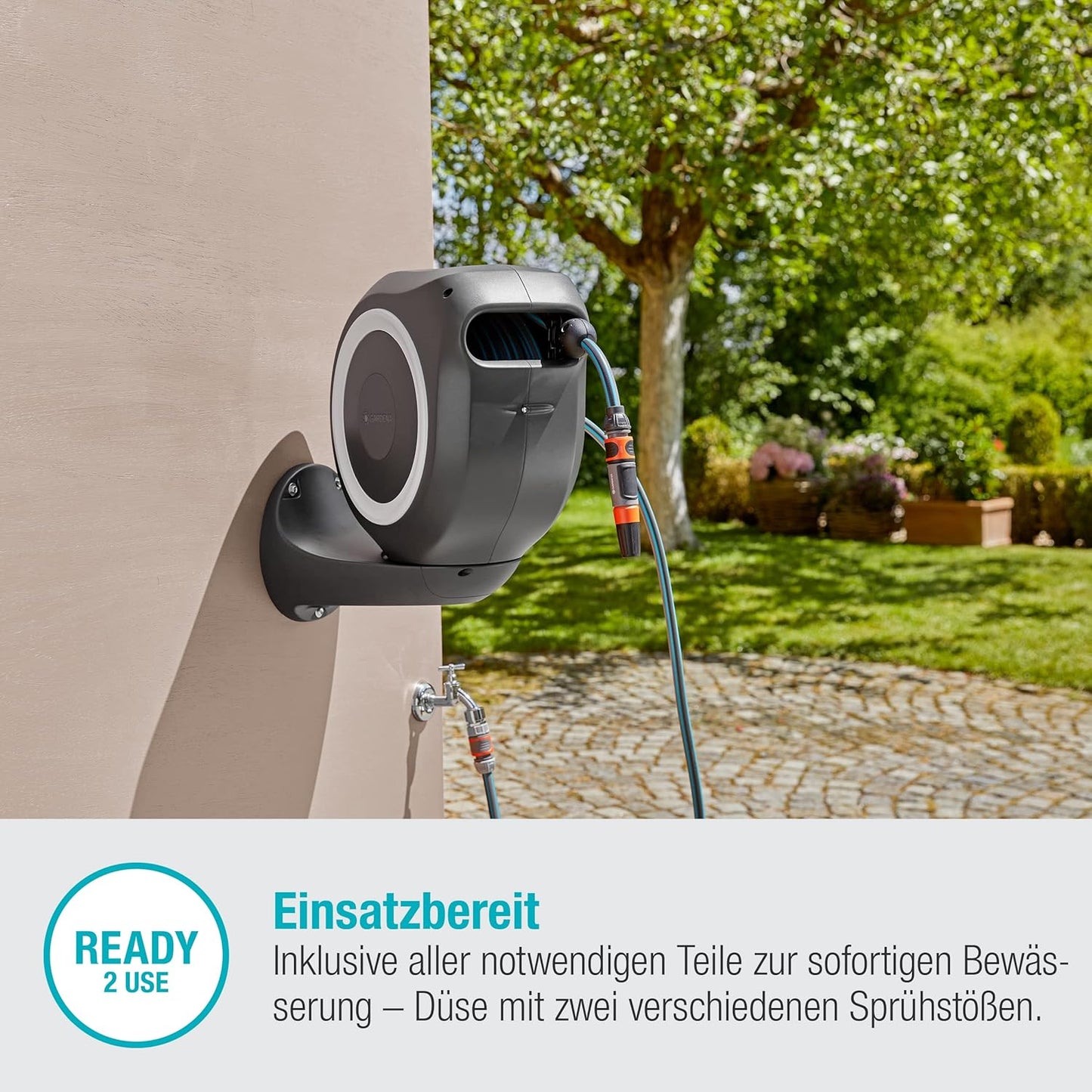 Wand-Schlauchbox RollUp M, Weiss