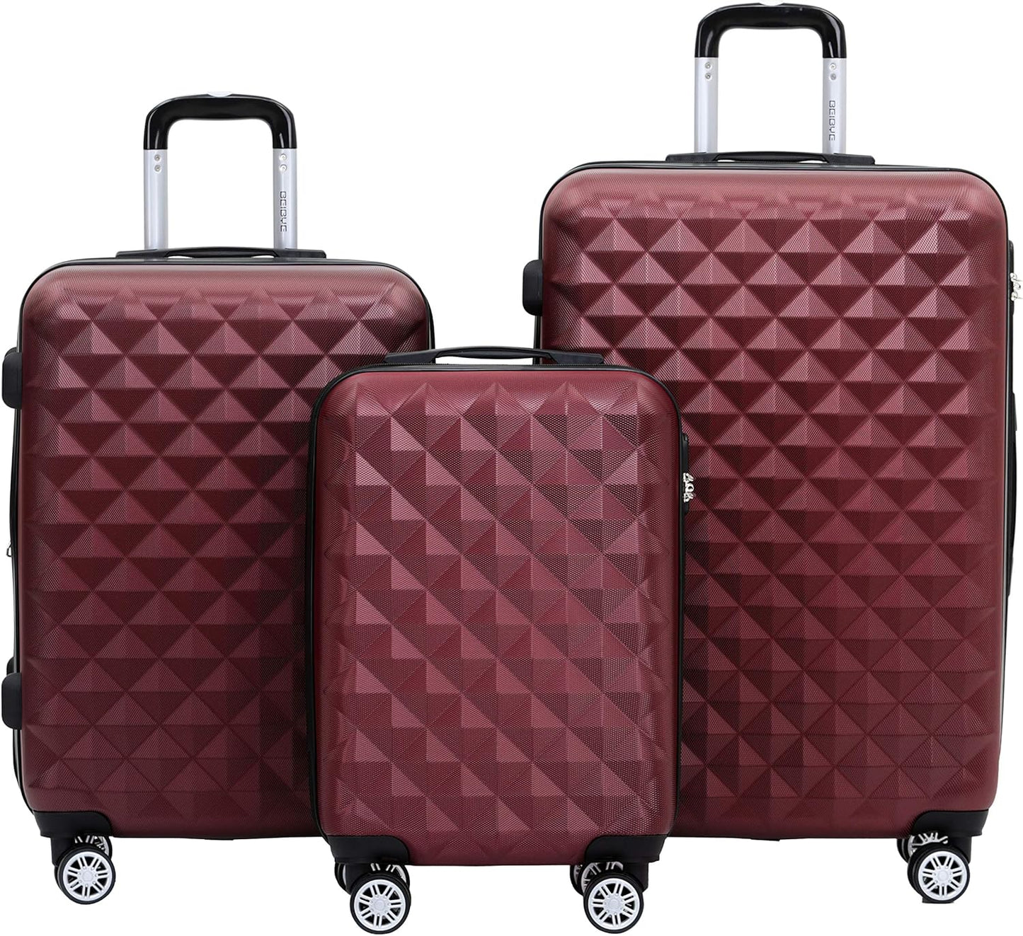 3-teiliges Reisekoffer-Set, Wein Rot