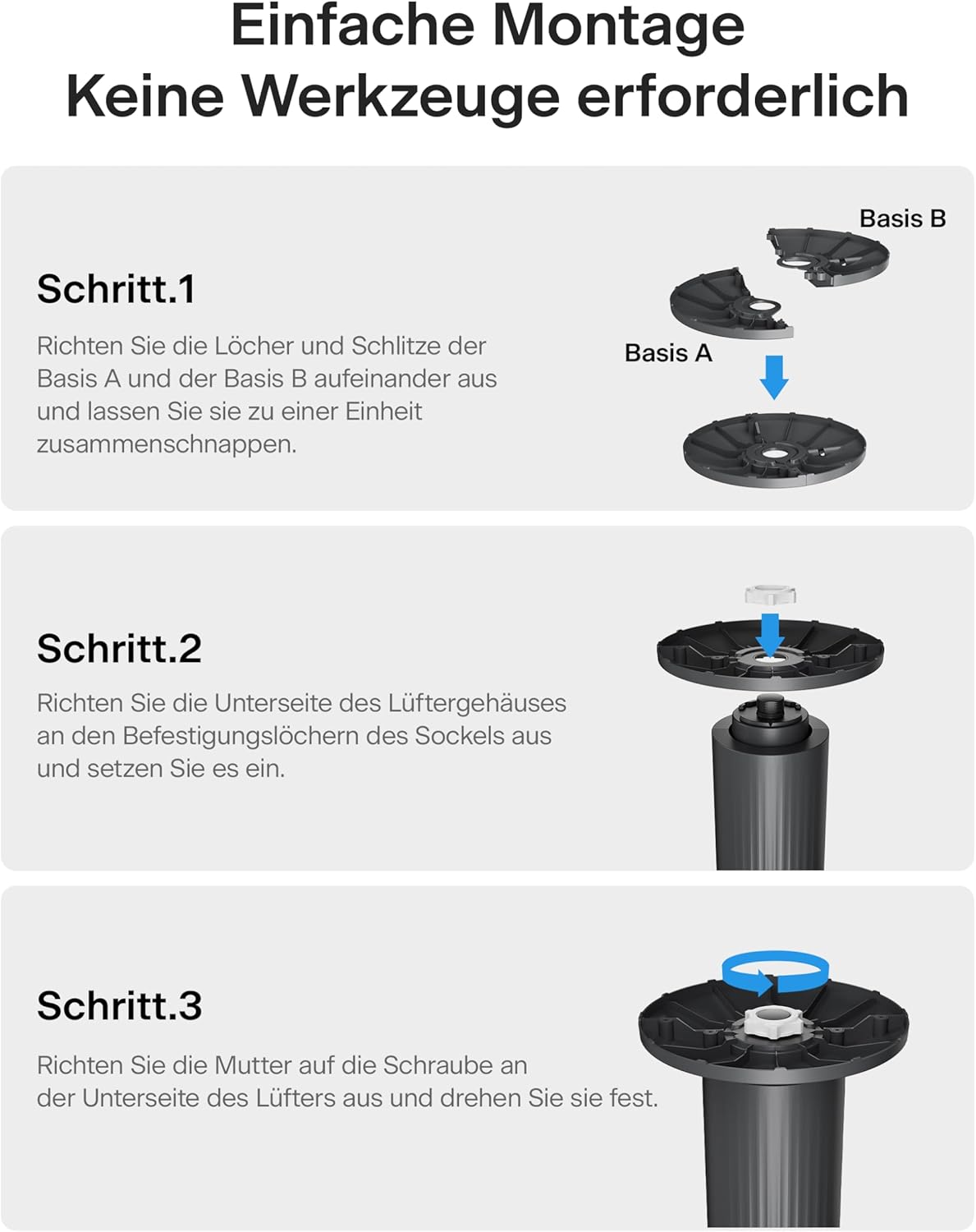 Turmventilator mit Fernbedienung, 76CM Turmventilator