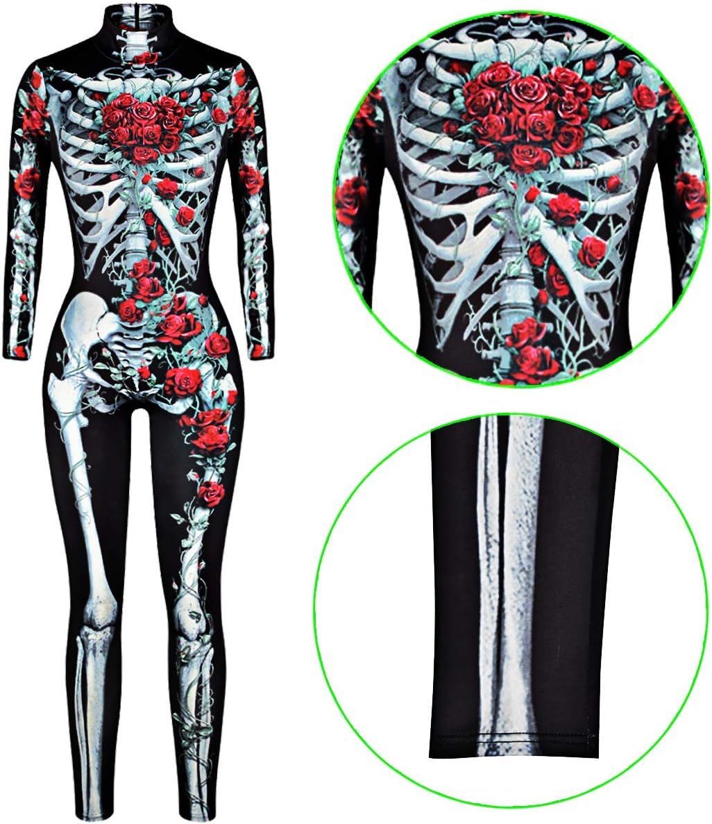 Lady Skull Skelett für Halloween & Karneval, Rose S