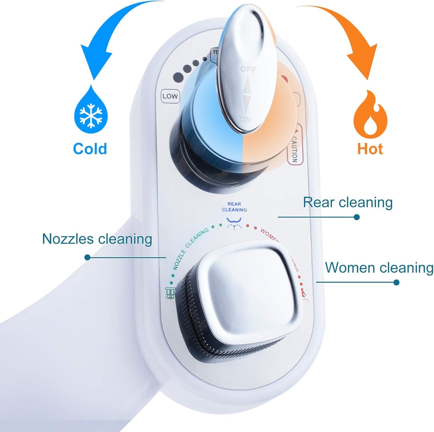 WC Bidet-Aufsatz für kaltes und heisses Wasser, Bidet-Befestigung mit heissem und kaltem Wasser