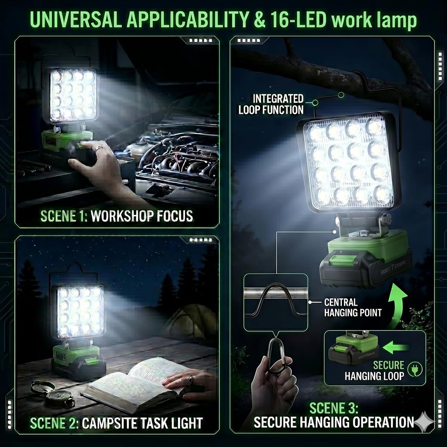 Akku Arbeitsleuchte, 48w für Greenworks 40v