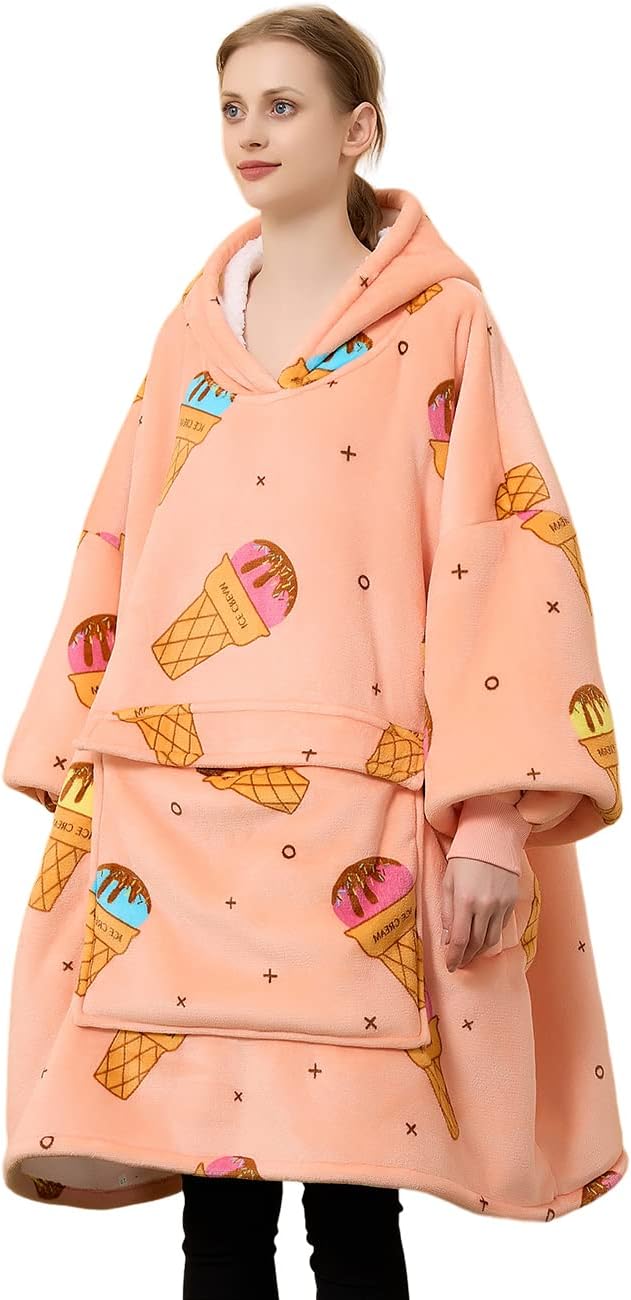 Tragbarer Hoodie-Decken-Pullover für Erwachsene, Druck-Eis Adult