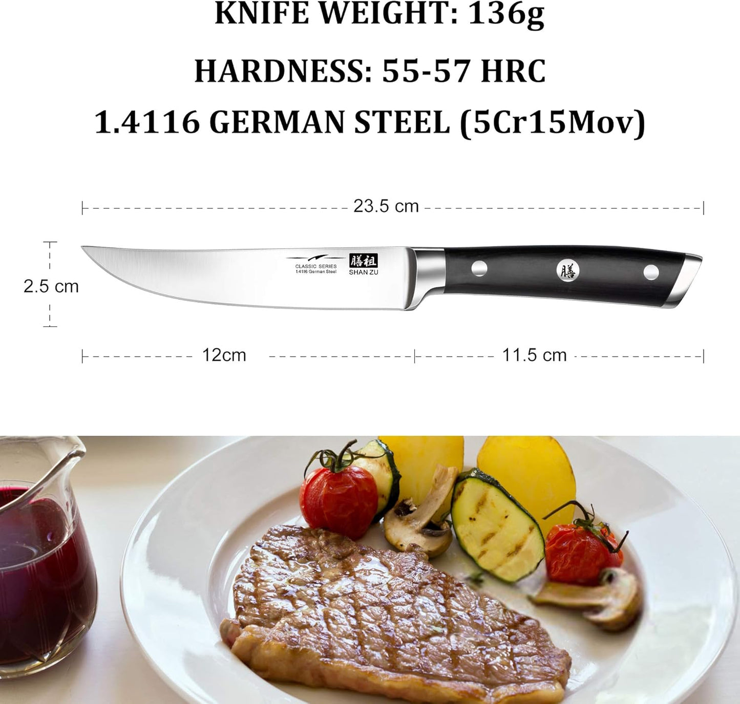 4-teiliges Steakmesser-Set, Deutscher Edelstahl Steakbesteck 4-teilig