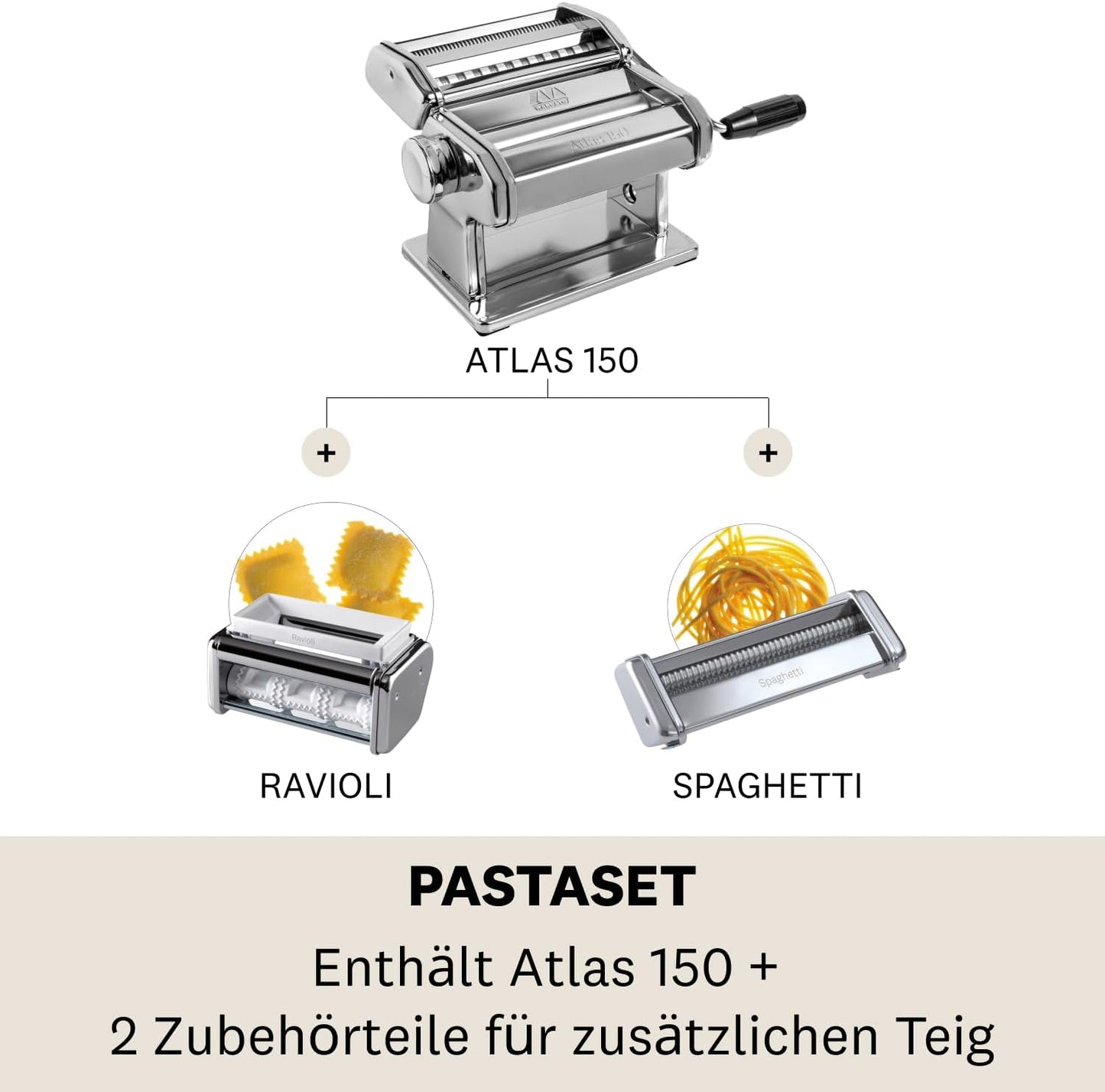 Nudelmaschine Atlas 150 mit Zubehör-Set, Single