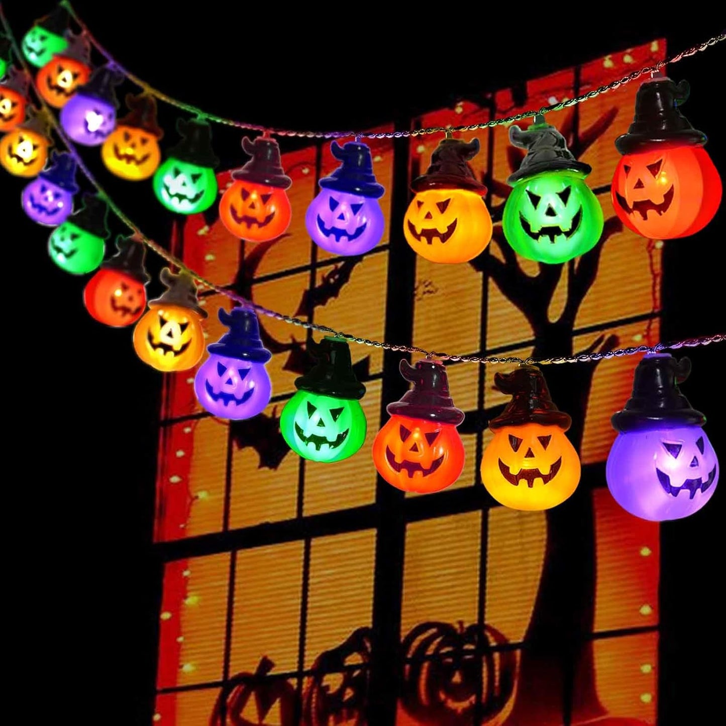 Halloween Kürbis Lichterkette, 20 LED, 3 Meter, batteriebetrieben