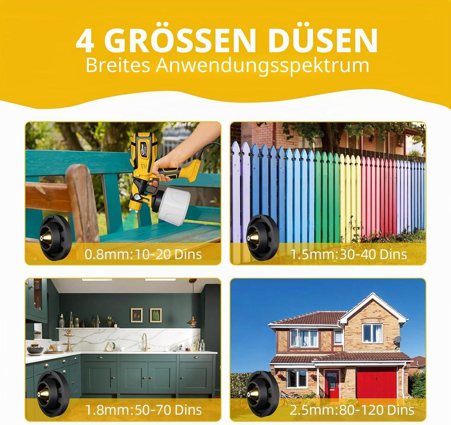 Farbsprühsystem mit 4 Düsen, Gelb