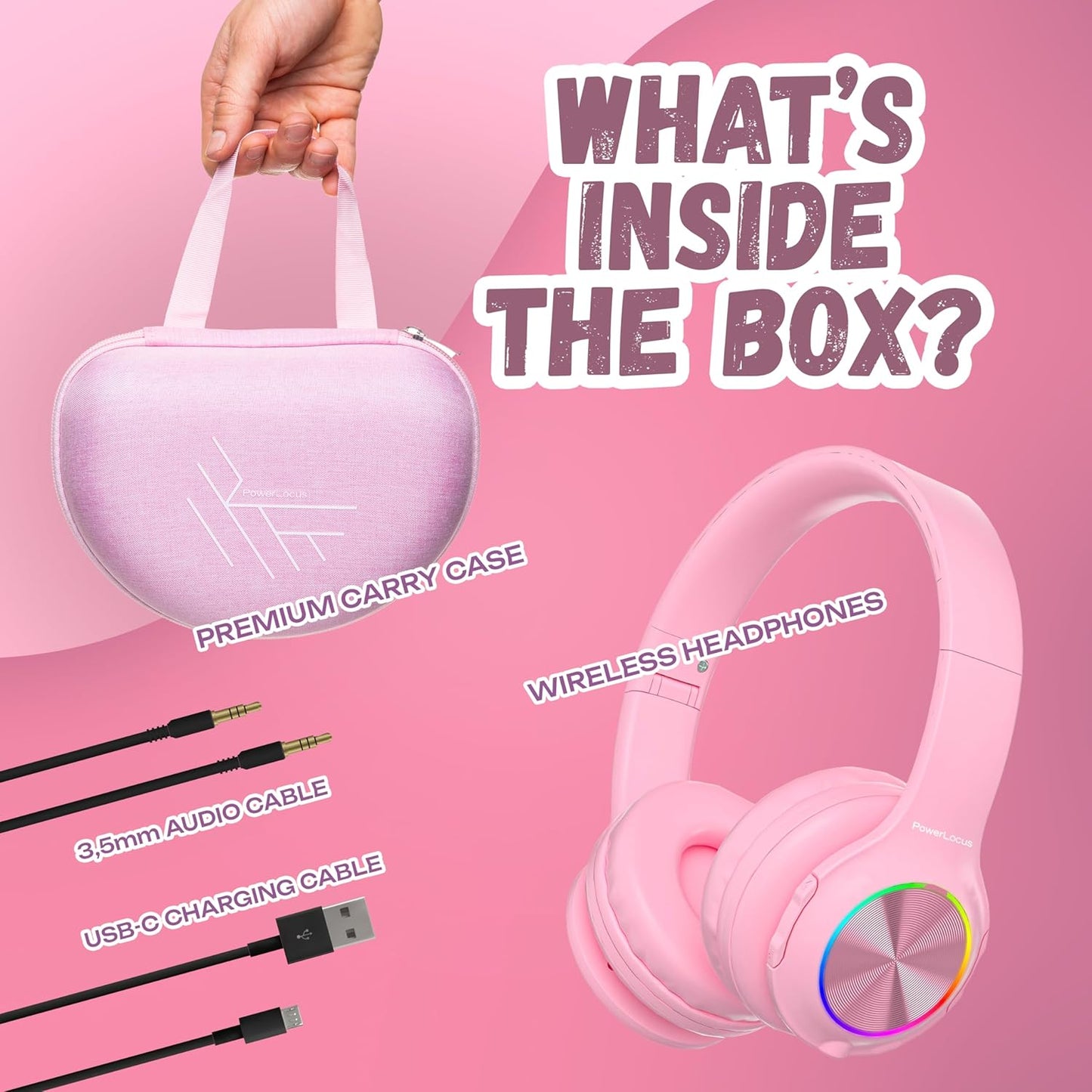 Kinderkopfhörer mit Bluetooth, Rosa