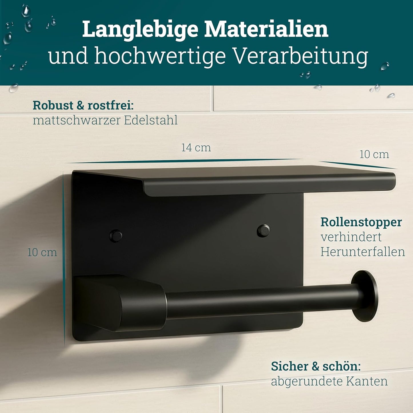 Toilettenpapierhalter, Edelstahl Matt-schwarz Edelstahl