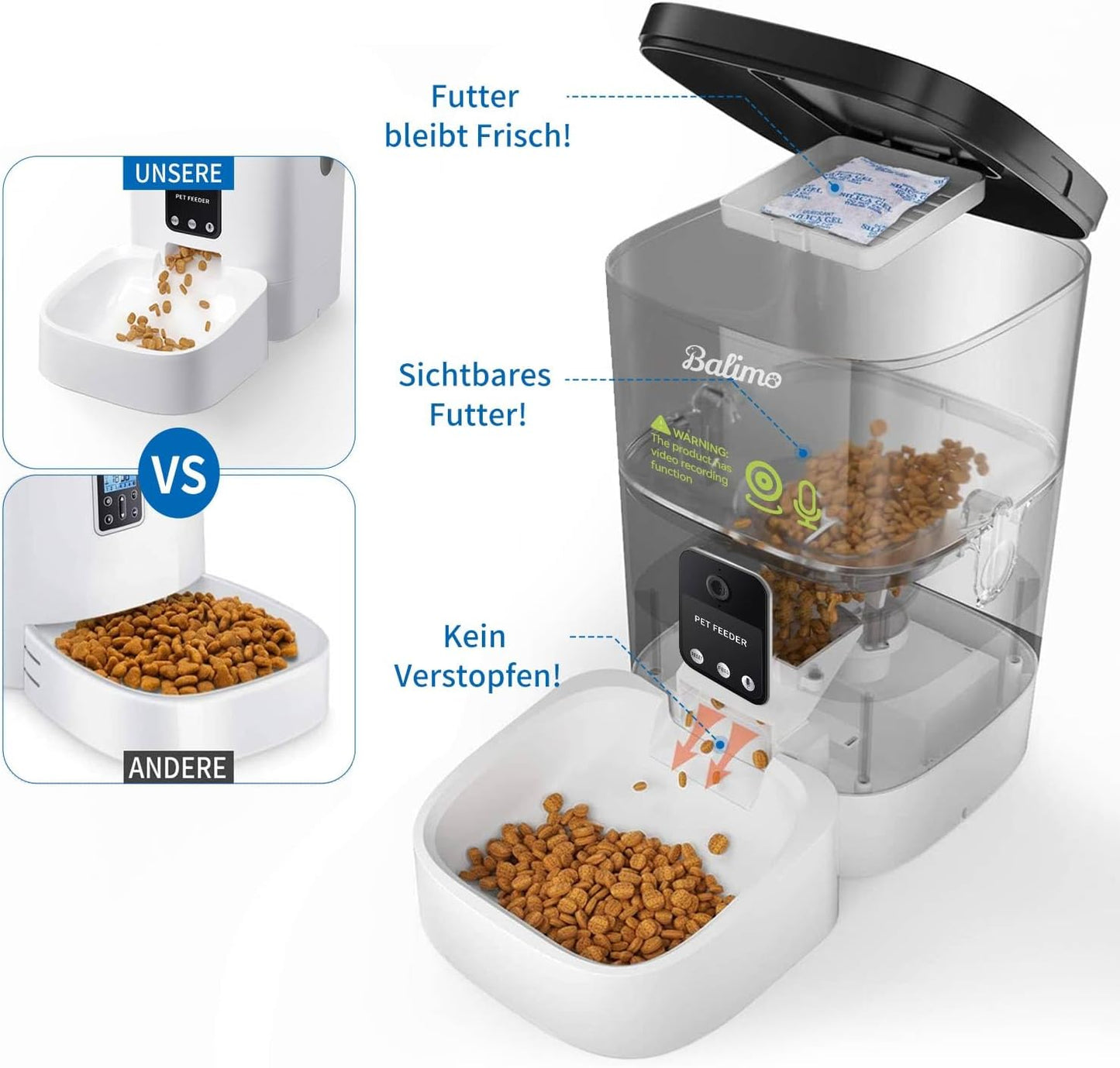 ‎DU4L-VS Futterautomat mit Kamera & APP-Steuerung, Weiss