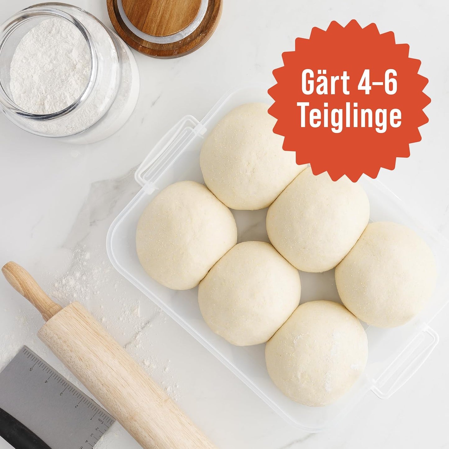 2er-Set Pizzateig-Gärboxen, Grau 14 x 11 x 3 pulgadas