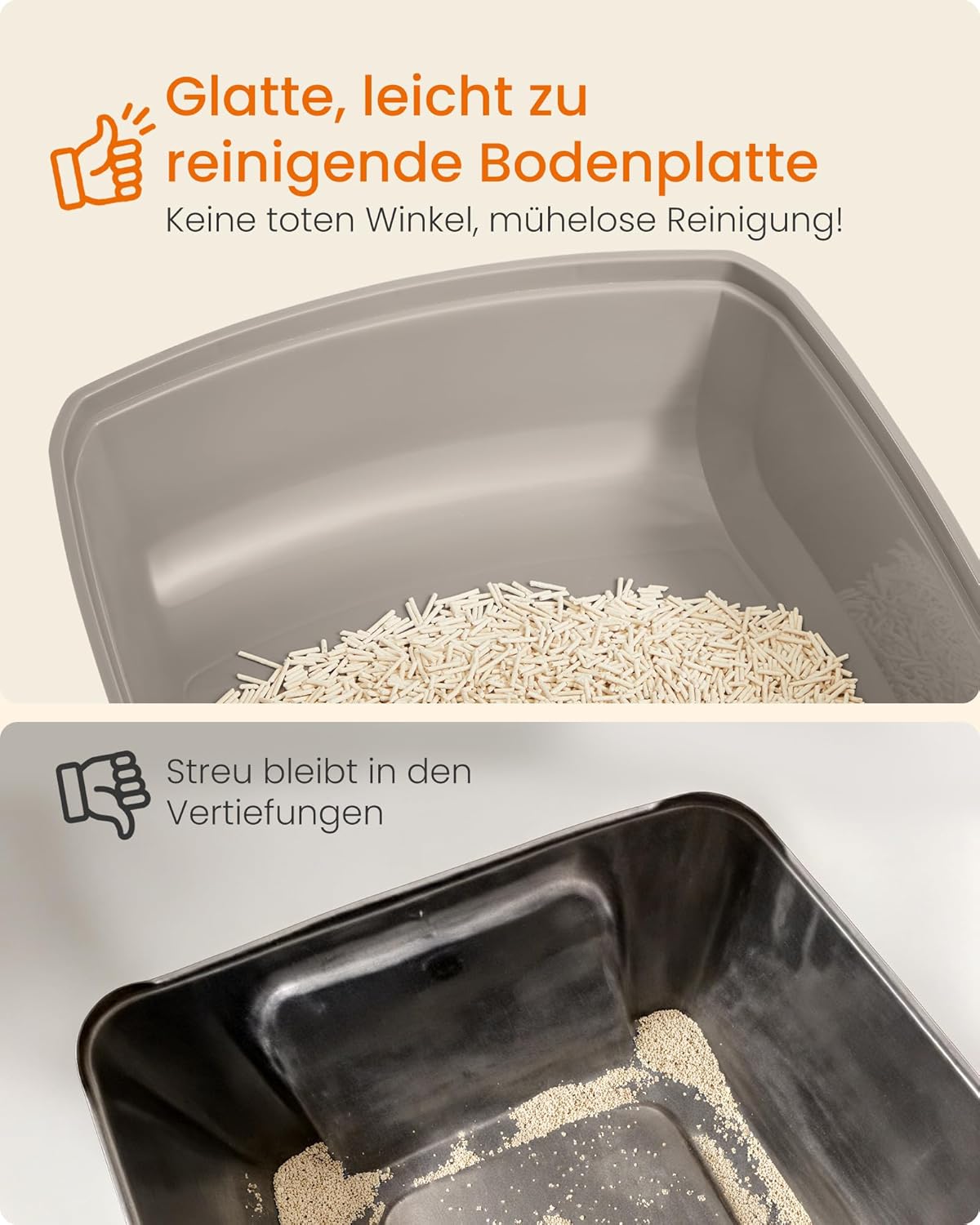 Katzentoilette mit hohen Seitenwänden XL, offen, cappuccinobeige XL (50,5 x 37,5 x 19,5 cm) offen