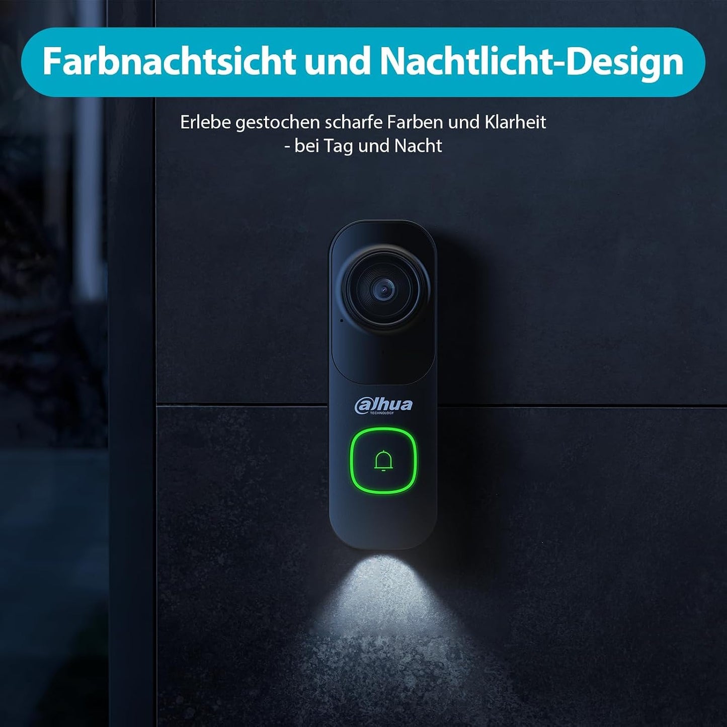 DH-DB41AB Video-Türklingel mit 2K-Kamera und KI-Erkennung, Schwarz Videotürklingel