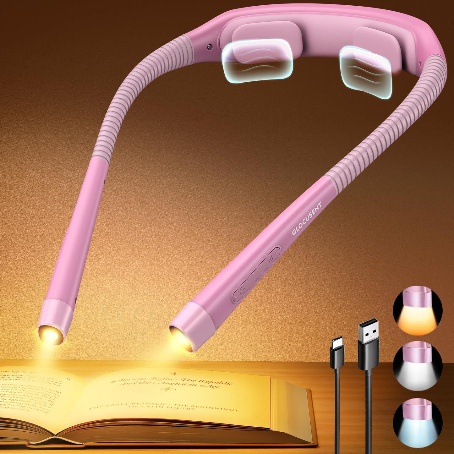 Leselampe für den Hals, Rosa