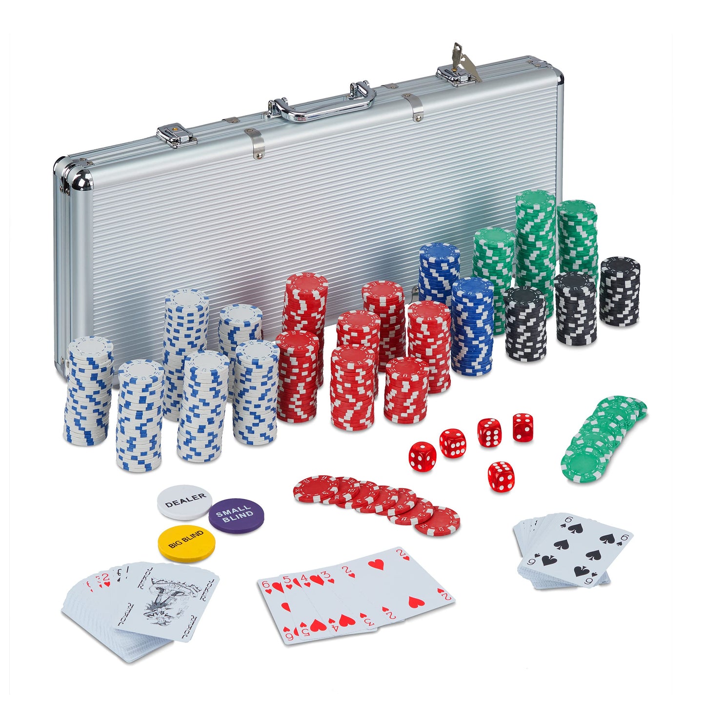 Pokerkoffer-Set mit 500 Chips und Zubehör