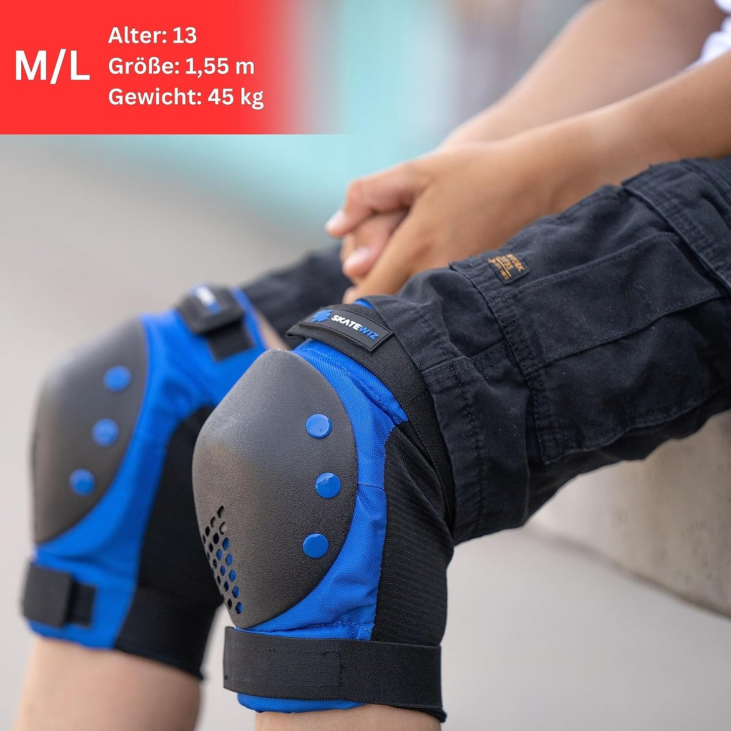 6-teiliges Protektorenset, S - Kinder Blau Schwarz