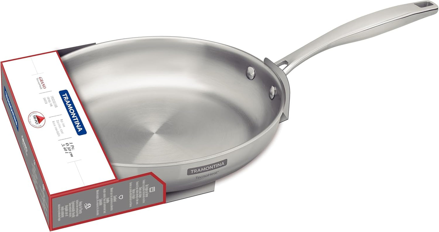 Grano Edelstahl-Bratpfanne, Induktion, ofenfest, Ohne Antihaftbeschichtung 30 cm