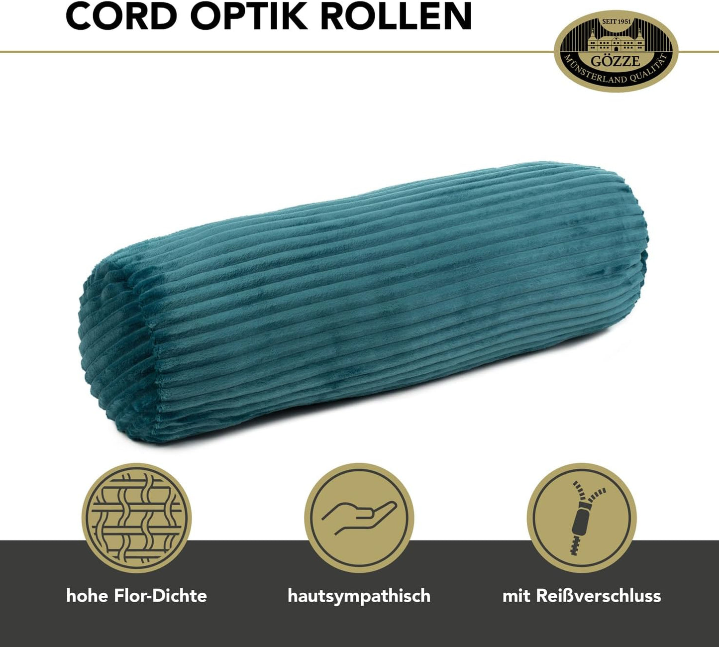 Kissenrolle in Cord Optik, Petrol