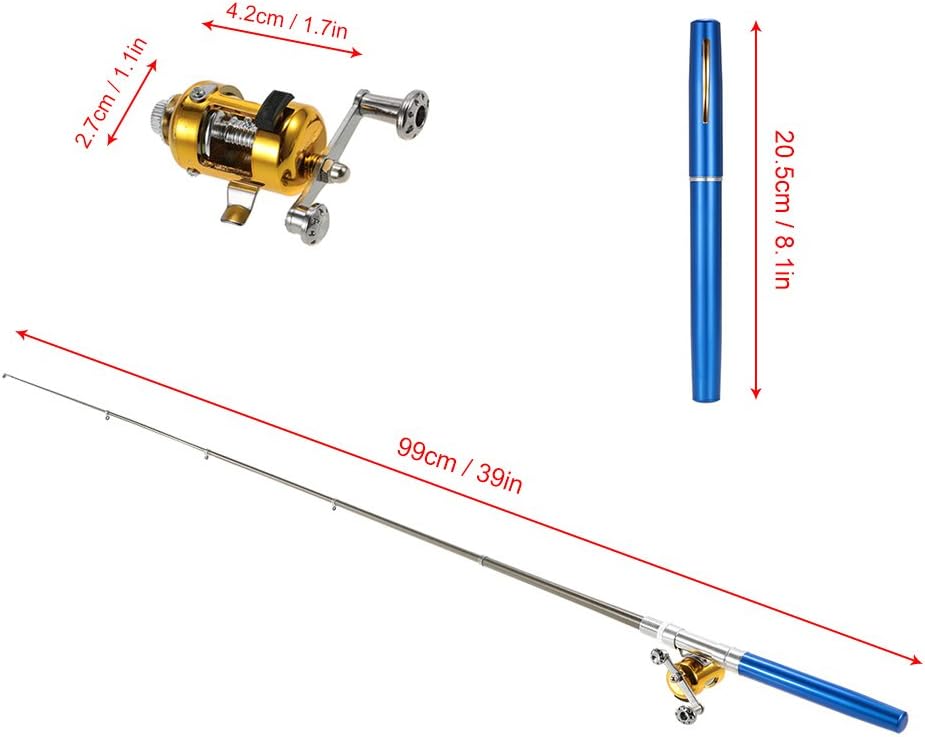 Mini Angelruten-Set mit Rolle und Zubehör, 3-Blau