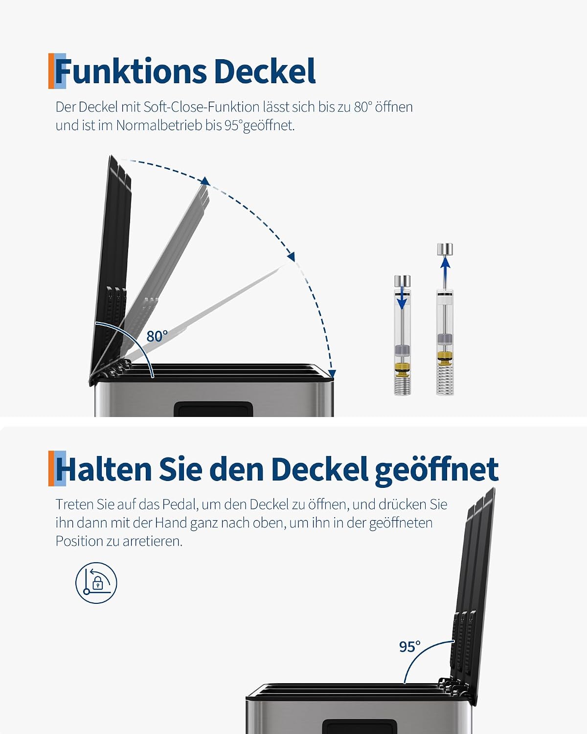 Mülltrennsystem mit 3 Fächern, Edelstahlfarben