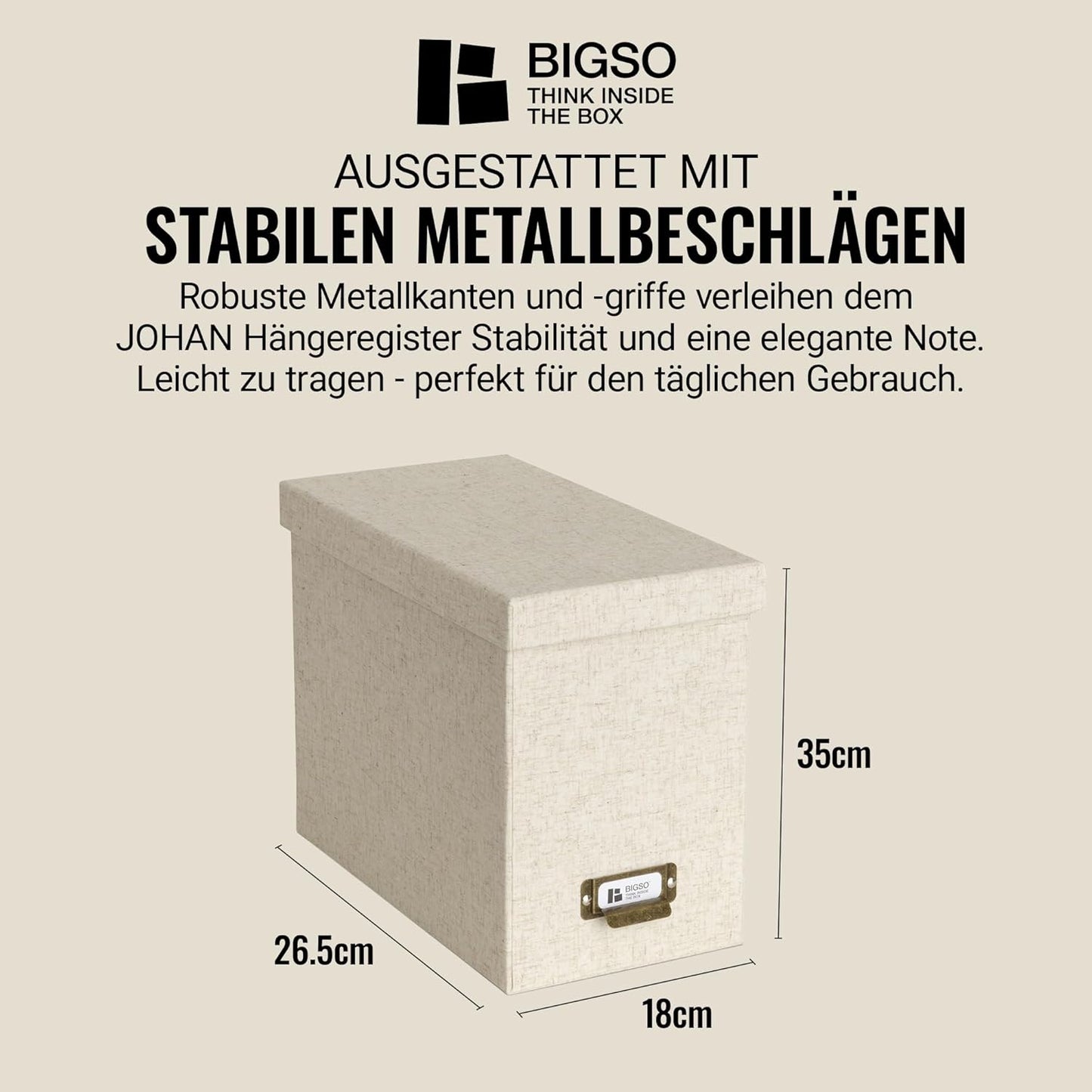 Hängeregisterbox Johan für A4-Dokumente mit Deckel & Griff